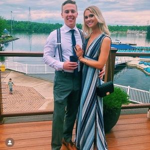 ABBELINE PLUNGING STRIPED MAXI DRESS